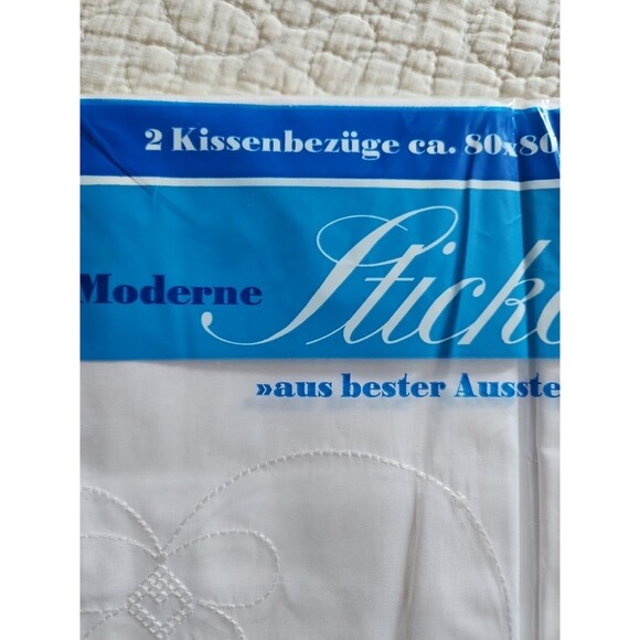 SEALED PACKAGE OF AUTHENTIC EMBROIDERED COTTON EURO SHAM SET FROM GERMANY - Picture 3 of 4